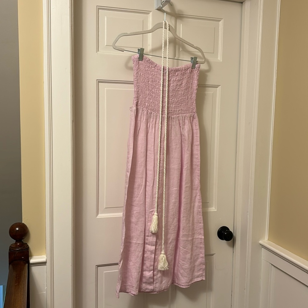 J. Crew smocked strapless dress/swim cover up.  Linen with rope belt